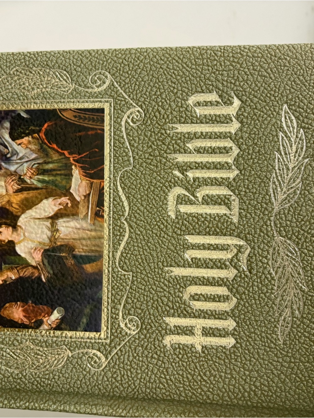 Classic Olive Green Home Art Print with Vintage Illustration